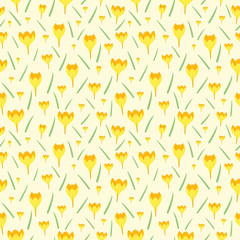 Small yellow flower random repeat seamless pattern
