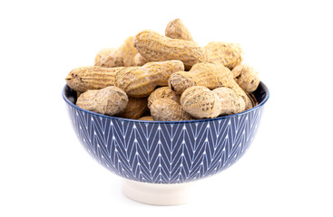 Raw In Shell Peanuts on a White Background