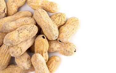 Raw In Shell Peanuts on a White Background