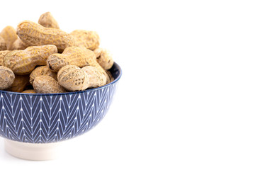 Raw In Shell Peanuts on a White Background