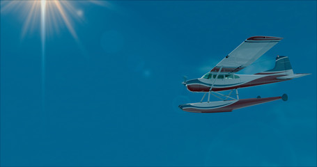 Retro seaplane illustration. 3D render