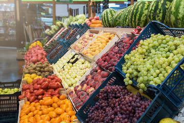 Assortment of fresh fruits at the market