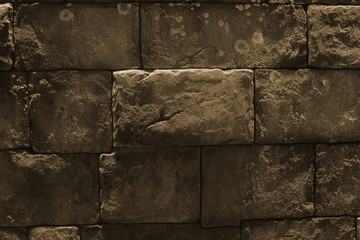Gray stone wall. Rectangular brick pattern