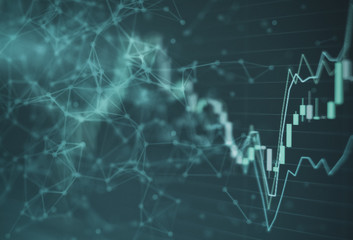 Stock market graph chart investment trading stock exchange with network line many various factors...