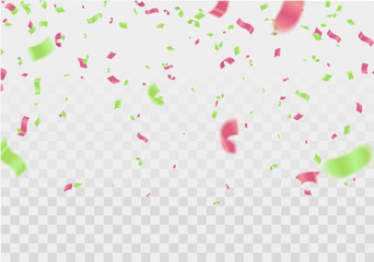 Happy holiday frame background with colorful balloon, gifts, confetti, carnival cap and streamer. Flat lay. Top view. Birthday