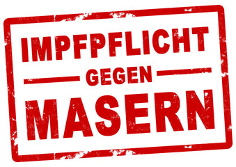 nlsb786 NewLongStampBanner nlsb - german banner (deutsch) - Impfpflicht gegen Masern: Stempel - einfach / rot / Vorlage - DIN A2, A3, A4 - new-version - xxl g8092