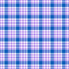 Seamless geometric gingham pattern. Abstract background. Blue, violet and white stripes