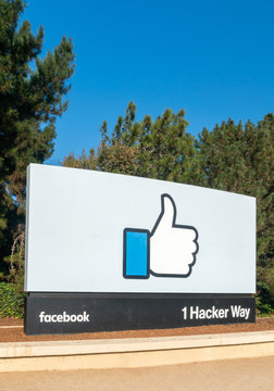 Facebook Corporate Headquarters Sign In Silicon Valley