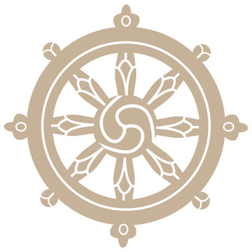 Wheel The Symbol Of Buddhism Vector Illustration