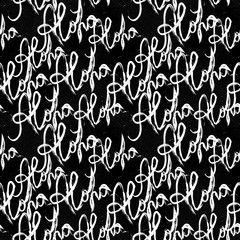 Seamless pattern tropical design. Summer black and white print with Aloha words. Watercolor effect. Suitable for bed linen, leggings, shorts and fashion industry.