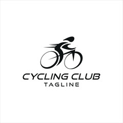 people cycling, people riding bicycle logo illustration vector icon template