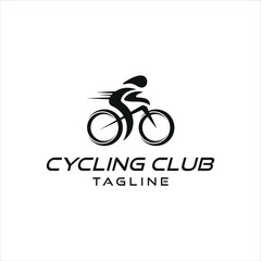 people cycling, people riding bicycle logo illustration vector icon template