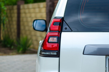 Vehicle tail lights white in the street