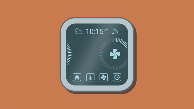 concept of smart home, thermostat assistant, internet of things, seamless loop (3d render)