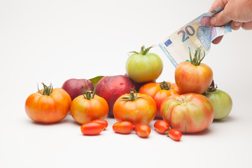 El precio de los productos agrícolas, los tomates ecológicos no son tan bonitos como los industriales pero son más saludables tienen más sabor mejor aroma, no tienen productos químicos en su producció