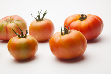 Saludables y bellos tomates, recién traidos del huerto para ser puestos en la mesa o en el mercado.