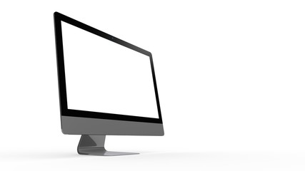 flat monitor white screen computer, pc display digital wide screen and slim