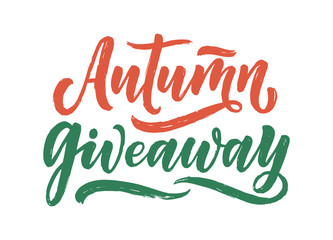 Fototapeta premium Vintage card with autumn giveaway lettering. Calligraphy text. Decoration template. Vector illustration for holiday design.