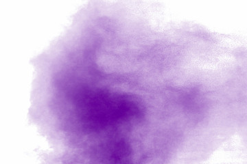 Explosion of violet dust on white background. - 278991908