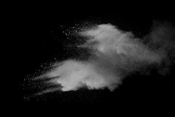 Explosion of white dust on black background. - 278991946