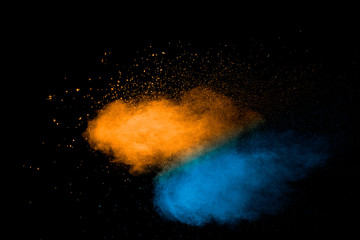 Explosion of multicolored dust on black background. - 278991950