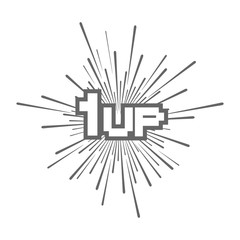 1up retro video game message