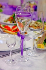 Wedding Table with Decorated Champagne Flutes
