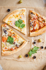pizza with mushrooms and cheese