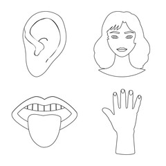 Vector design of body and part icon. Collection of body and anatomy stock symbol for web.