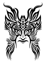 Naklejki  Maska plemienna twarz wektor ilustracja, styl tatuaż wojownika.