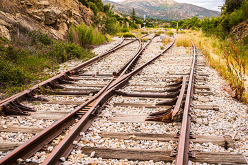 Fototapeta na wymiar Crossing railroad tracks