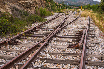 Obraz premium Crossing railroad tracks