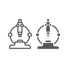 Microscope line and glyph icon, scientific and equipment, laboratory magnify sign, vector graphics, a linear pattern on a white background.