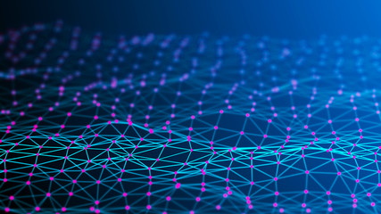 Obraz premium Network connection dots and lines. Technology background. 3d rendering.