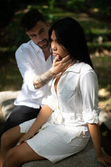 young mix beautiful couple Filipine and European 