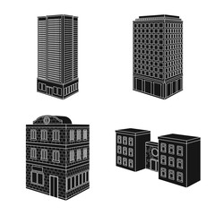 Vector illustration of architecture and estate sign. Set of architecture and build stock vector illustration.