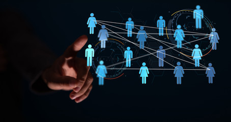 Diverse business team succes, network icons