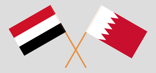 Bahrain and Yemen. Crossed Bahraini and Yemeni flags