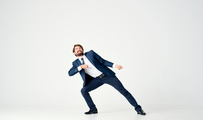 businessman jumping on white background