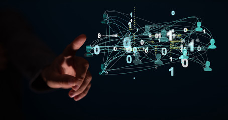 Lines connected with dots as social communication concept