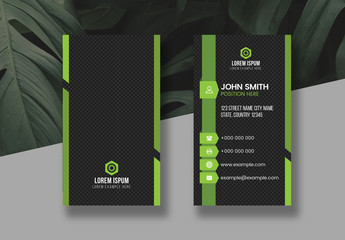 Green Vertical Business Card Layout