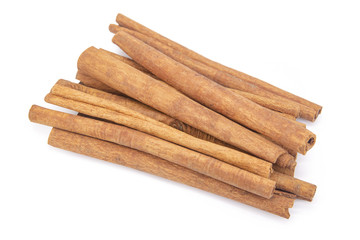 Cinnamon sticks isolated on white background with clipping path.