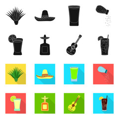 Vector design of cafe and Latin symbol. Collection of cafe and national vector icon for stock.