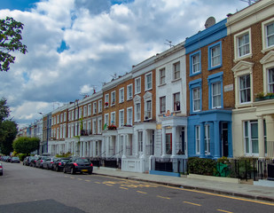 Fototapeta na wymiar Colourful houses in the Notting Hill area of West London