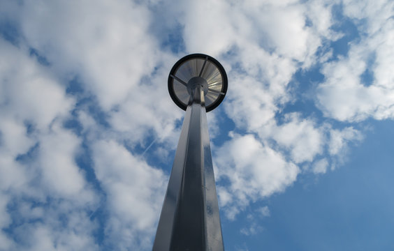 Metal Streetlight Under Blue Sky And White Clouds