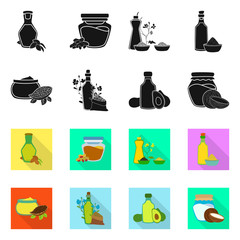 Vector illustration of healthy and vegetable logo. Set of healthy and agriculture stock symbol for web.