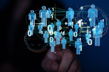 Lines connected with dots as social communication concept