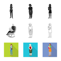 Isolated object of character and avatar logo. Set of character and portrait stock vector illustration.