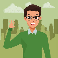 Young man with formal clothes cartoon