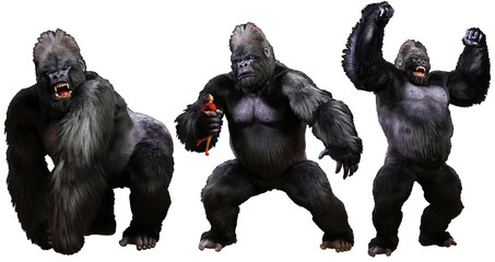 Giant monstrous gorilla 3D illustration
